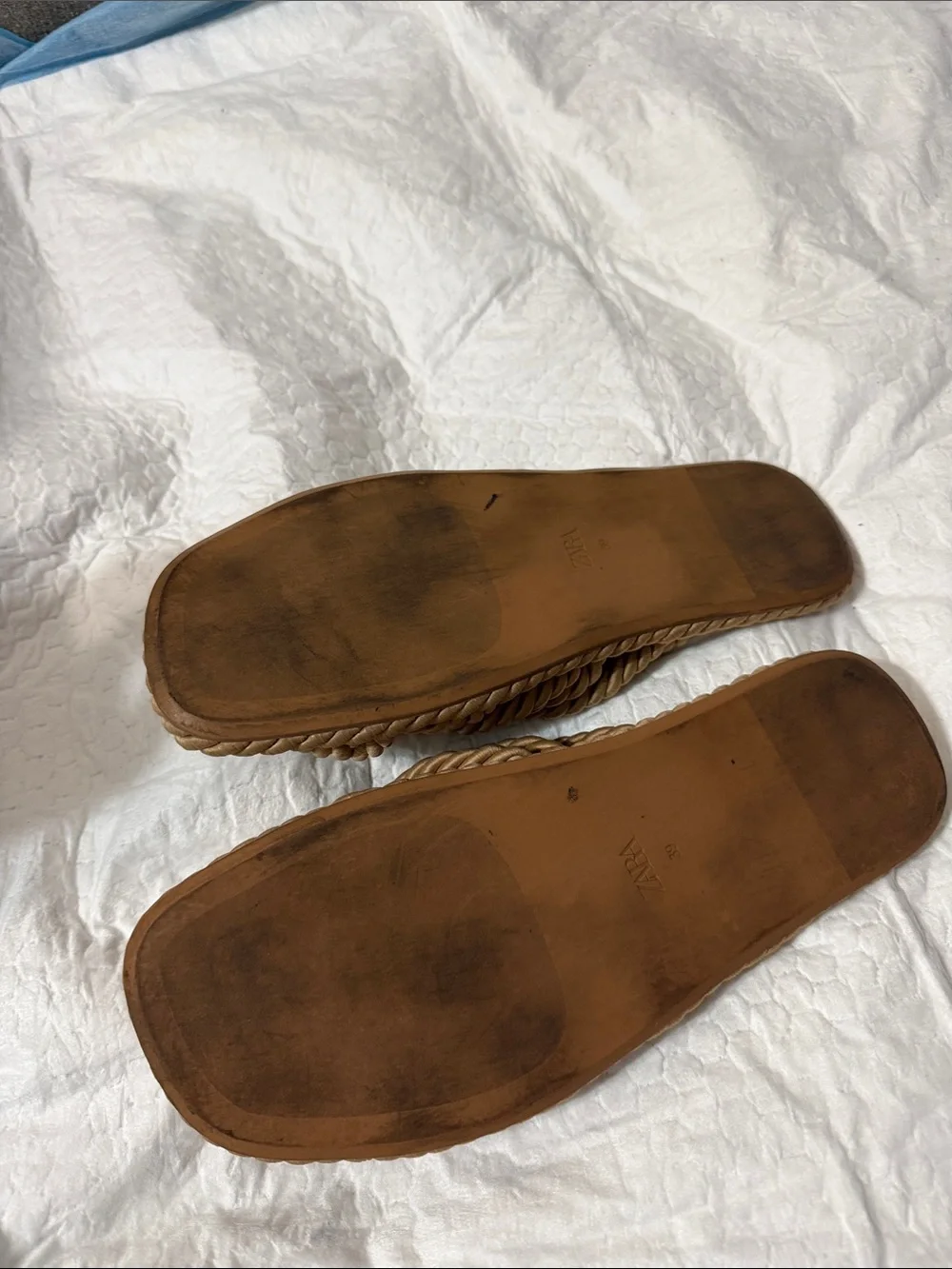 ZARA Tan Rope-Knot Slide Sandals - Picture 4 of 4